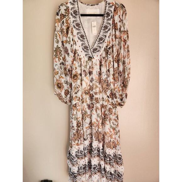 NWD By Anthropologie V-Neck Long-Sleeve Maxi Dress Size XXS Neutral #MA412 - Picture 2 of 13